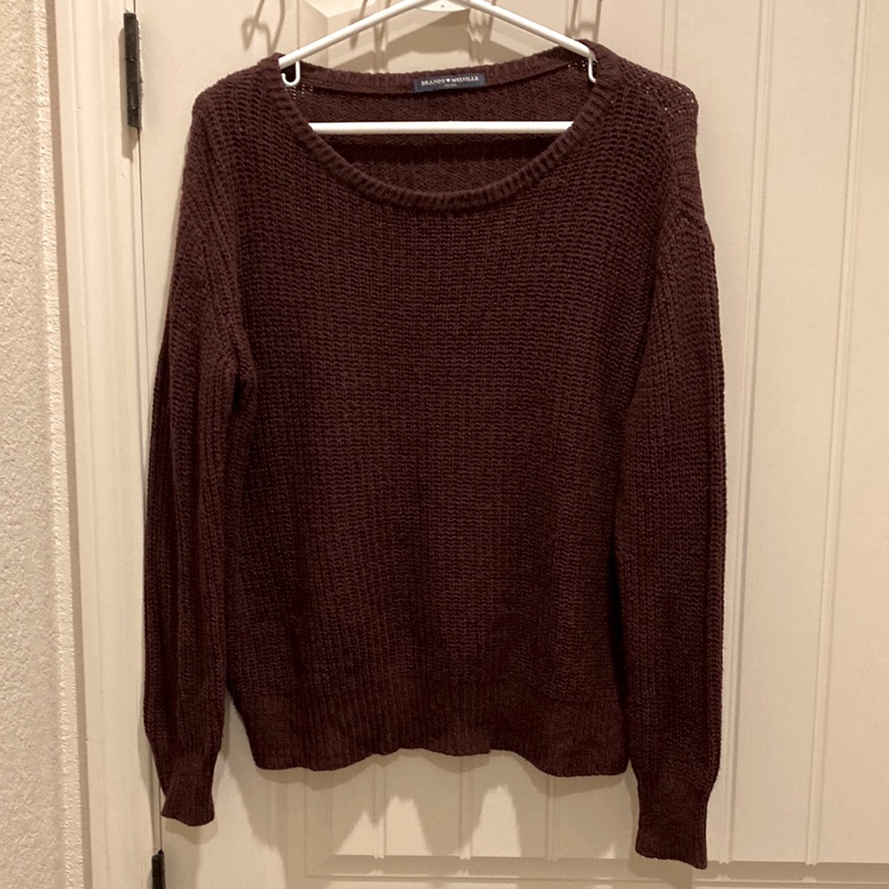 Brandy Melville Women’s One Size Pullover Lana Wool Blend Knit Sweater Burgundy